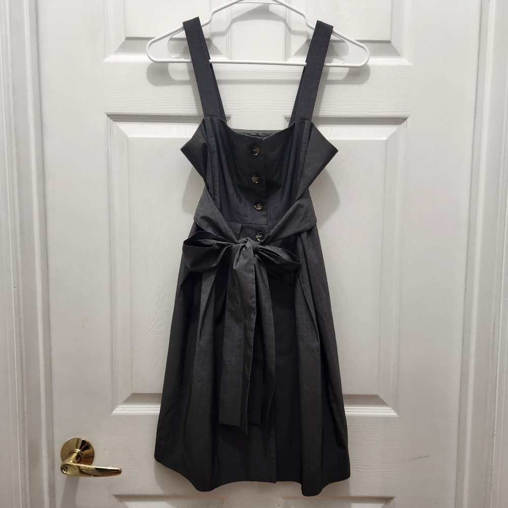 Theory Kantarai Belted Button Down Dress in Dark Gray